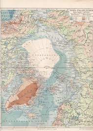 1909 The North Pole The Arctic Area And Greenland With Ice Etsy North Pole Map Map North Pole