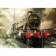 Steam Train Vintage Colour Wall Art Multi Panel Poster Print 47x33 Inches Steam Trains Train Steam Train Photo