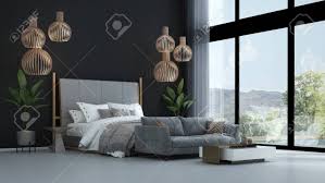 Black modern bedroom wallpaper designs. The Interior Design Of Modern Bedroom And Black Wall Texture Stock Photo Picture And Royalty Free Image Image 149767418