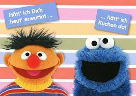 Ein sonntäglicher kuchengruß von uns für euch. Postkarte Sesamstrasse Ernie Und Krumelmonster Hatt Ich Dich Heut Erwartet Hatt Ich Kuchen Da Postkarten Sesamstrasse Lustige Kinderbilder Lustige Spruche