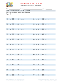 2nd Grade Worksheets Addition Grade 2 Worksheets Adding Whole Tens 3 Addends Pr Mathematics Worksheets Year 5 Maths Worksheets Kindergarten Math Worksheets