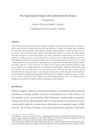 Maybe you would like to learn more about one of these? Pdf Exploring Social Origins In The Construction Of Esg Measures Working Paper