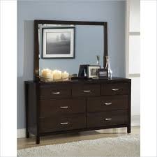 Overawe Dark Wood Dresser And Mirror With Seven Drawer