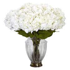 23 In H White Large Hydrangea With European Vase Silk Flower Arrangement Silk Hydrangeas Arrangements Hydrangea Centerpiece Hydrangea Arrangements
