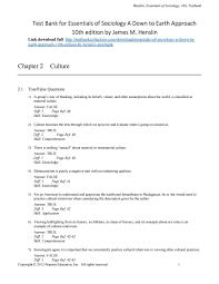 Pin Op Essentials Of Sociology A Down To Earth Approach 10th Edition By Henslin Test Bank