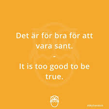 Ya he hablado antes en este sitio sobre el inglés de los suecos y mi inglés entre los suecos. Too Good To Be True In Swedish Idiomas Ingles Sueco