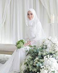 Simple Wedding Dress Kurung White Gaun Pengantin Hijab Pakaian Pernikahan Pengantin Berhijab