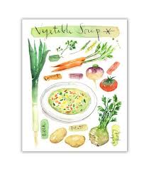 Soup Poster Vegetable Soup Recipe Print Kitchen Wall Art Vegetable Soup Recipes Food Illustrations Recipe Drawing