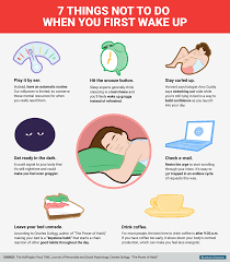 Bi Graphics 7 Things Not To Do When You First Wake Up Healthy Morning Routine Self Care Activities Self Improvement Tips