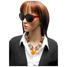 Knock Out Amber & Jade Necklace, with Huge Agate & Hand-Woven Silver. For  Sale at Ruby Lane