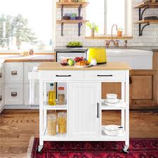 Maybe you would like to learn more about one of these? Buy Topeakmart Mobile Kitchen Cart With Bamboo Top Kitchen Island On Wheels With Cabinet Drawers Towel Bar White Online In Turkey 829622270