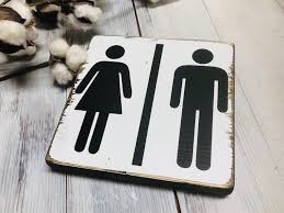 Master Bathroom Sign His And Hers Bathroom Signs Male And Etsy In 2020 Bathroom Signs Mirror Decal Black Chalk Paint