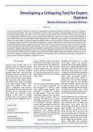 Pdf Developing A Critiquing Tool For Expert Opinion Sandy Walker Academia Edu