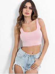 U Neck Crop Tank Top Light Pink M Black Crop Top Tank Cropped Tank Top Casual Tank Tops