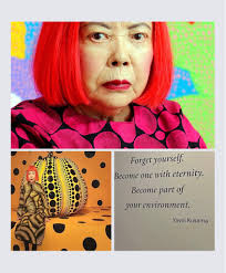 Learn from everyone. Follow no one. Watch for patterns. Work like hell.” ―  Scott McCloud Today's word: WORK (Japanese artist Yayoi Kusama at work in  her studio in front of her painting "