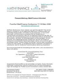 O bic de commerzbank vormals dresdner bank em essen é dresdeff360. Pressemitteilung Frankfurt Mathfinance Conference 17 18 March