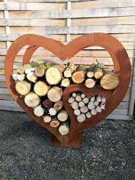 Garten Dekoration Rost Garten Dekoration Gartendekoration Edelrost Herz Fr Brennholz Deko Geschenkidee Rost Brennholzsammler Reg Diy Fireplace Wood Firewood