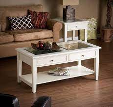 Glass top coffee table with display drawer. White Panorama Coffee Table Couchtisch Stauraum Couchtisch Weiss Couchtisch Massivholz