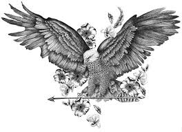 Black And White Flying Eagle Tattoo Eagle Flying With Flowers And Catching Arrow In Claws Tattoo Design Eagle Tattoos Eagle Wing Tattoos Eagle Tattoo