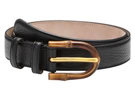 Gucci Womens Bamboo Buckle Black Leather Belt