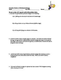 These skydivers have potential energy due to being high up. Kinetic And Potential Energy Problems Worksheets Teaching Resources Tpt