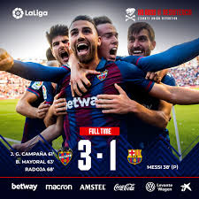 Los de koeman no aprovecharon los goles de messi, pedri y dembélé y pierden casi todas sus opciones en su lucha por la liga. Levante Defeats Barcelona 3 1 With Second Half Comeback