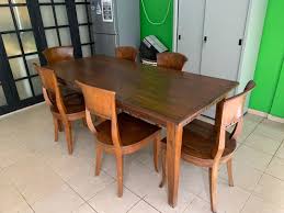 Straight back chair provides excellent. Solid Wood Dining Table Set With 6 Chairs Furniture Tables Chairs On Carousell