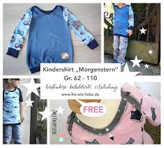 Aquí te traigo 10 patrones gratuitos chulísimos, que te van a encantar, con los que montar vuestra propia colección. Kindershirt Nahen Morgenstern Freebook Lila Wie Liebe