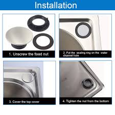 Pop up drain stopper with no overflow (sold separately). Weimeet 4 Pieces Kitchen Sink Tap Hole Cover Stainless Steel Faucet Hole Cover For Hole Diameter 1 2 To 1 6 Inch Sink Installation Parts Kitchen Bath Fixtures