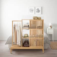 Nordkisa Open Wardrobe With Sliding Door Bamboo Width 47 1 4 Height 48 3 8 Learn More Ikea Sliding Wardrobe Doors Open Wardrobe Ikea Storage