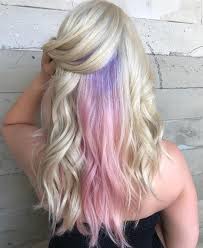40 Ideas Of Peek A Boo Highlights For Any Hair Color Hidden Hair Color Peekaboo Hair Purple Highlights Blonde Hair