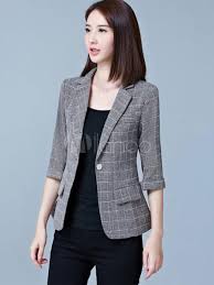 Blazer femme a motif blazer femme jersey marine blazer a paillette femme blazer long femme taille 46 blazer femme zippé veste blazer. Blazer Femme Veste En Coton Melange Ecossais Avec Poches Milanoo Com