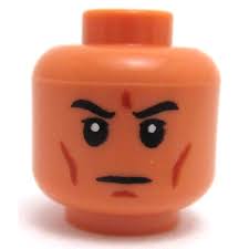 LEGO Flesh Head with Black Eyebrows, White Pupils, Frown (Recessed Solid  Stud) (3626