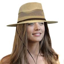 Amazon.com: Women's Summer Straw Sun Hat, Wide Brim UV Protection, Panama  Fedora, Mesh Crown, Beach Hat Beige
