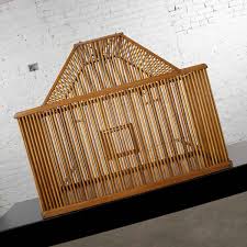 Features a domed top and a rich, distressed shabby finish. Vintage Mid Century Modern Large Pine Wood Birdcage Warehouse 414