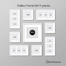 Amazon Com Arttoframes Picture Frame 7 Piece Wall Set 5 10x8 2 10x10 Inch Gray Frames White Di Gallery Wall Layout Photo Wall Decor Photo Wall Gallery