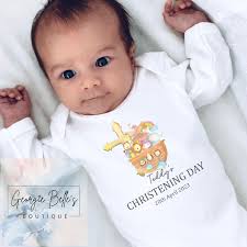 Personalised Christening Noah's Ark Design Vest/Babygrow