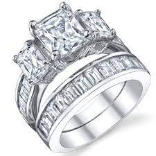 2 Carat Wedding Ring Sets Women S Engagement Ring Set Size Engagement Rings Bridal Sets Princess Diamond Engagement Rings Cubic Zirconia Engagement Rings