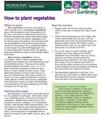 Vegetable planting calendar find out when to plant vegetables with the almanac's planting guide! How To Plant Vegetables Tip Sheet Msu Extension