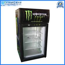 It has a full glass front door with led lighting and fully lit green monster i have since repaired the cuts with electrical tape and cooler works perfectly ig6c monster energy idw electric counter top refrigerator mini fridge excellent (35.7% similar) good luck and god bless. China Energy Drink Counter Top Glass Door Mini Refrigerator China Mini Frigerator And Counter Top Refrigerator Price