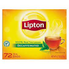 Lipton Hot Tea Black Decaffeinated 72 Count Decaffeinated Lipton Tea Bags Hot Tea