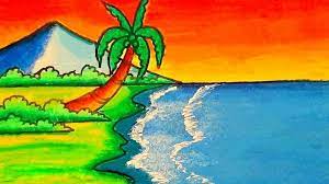 Gambar pemandangan gunung, alam, pedesaan, laut, tepi pantai, pegunungan, sawah dan gunung, taman bunga, hutan, sungai, air terjun, sunset, dll. 15 Gambar Pemandangan Pantai Dan Laut Yang Mudah Untuk Digambar