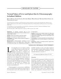 pdf normal values of liver and spleen size by