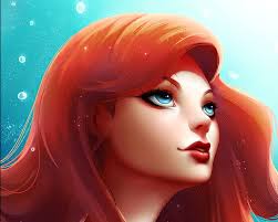 Little mermaid, fanart, luminos, orange, redhead, zarory, fantasy, girl,  ariel, HD wallpaper