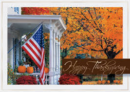 Send beautiful thanksgiving cards to clients and customers thanking them for their business. Fall Porch With Flag Box Of 25 Personalized Patriotic Business Thanksgiving Cards By Birchcraft