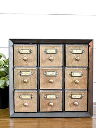 When i was a child, my mom had a spice cabinet on the wall of our kitchen that i would hide all sorts of treasures in. How To Make A Faux Card Catalog From A Hardware Organizer Little House Of Four Creating A Beautiful Home One Thrifty Project At A Time How To Make A Faux