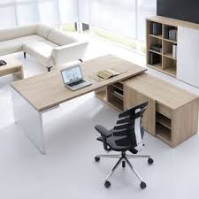 Bureau igor iii 3 tiroirs 1 porte niche blanc gris avec rangement. Bureau De Direction En Plaque Bois Contemporain Avec Rangement Integre Bureau Direction Fauteuil Bureau Design Mobilier Bureau