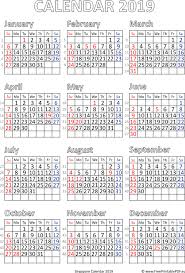 Calendar 2019 Singapore Printable Free Printable Pdf