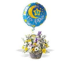 Baby boy flowers and balloons. It S A Boy Basket In 2021 New Baby Flowers New Baby Products Baby Boy Balloons