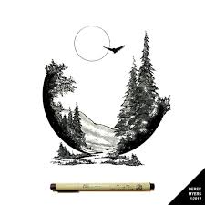 Recent Commission Have A Great Weekend Everyone Drawing Dailydrawings Illustration Ink Inkdrawing Landscape Ink Drawing Flower Drawing Ink Art